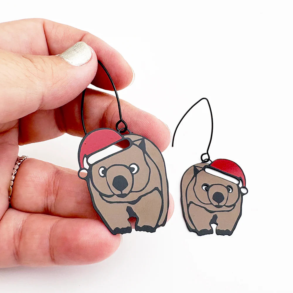 Denz Midi Wombat Christmas Earrings