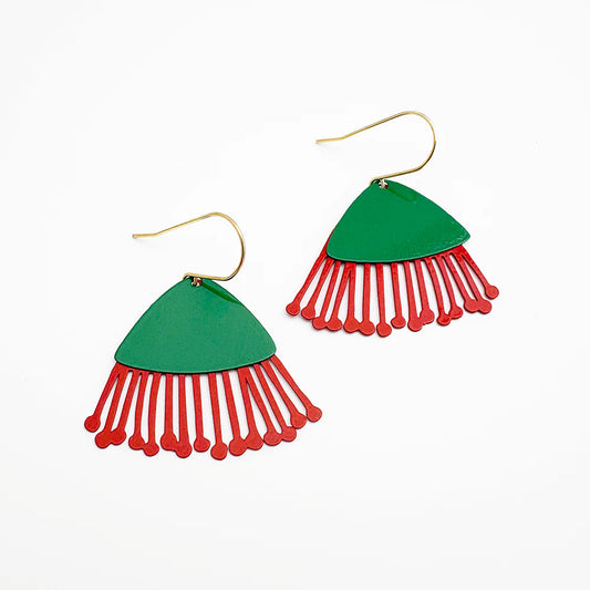 Denz Midi Gum Blossom Earrings - red/green