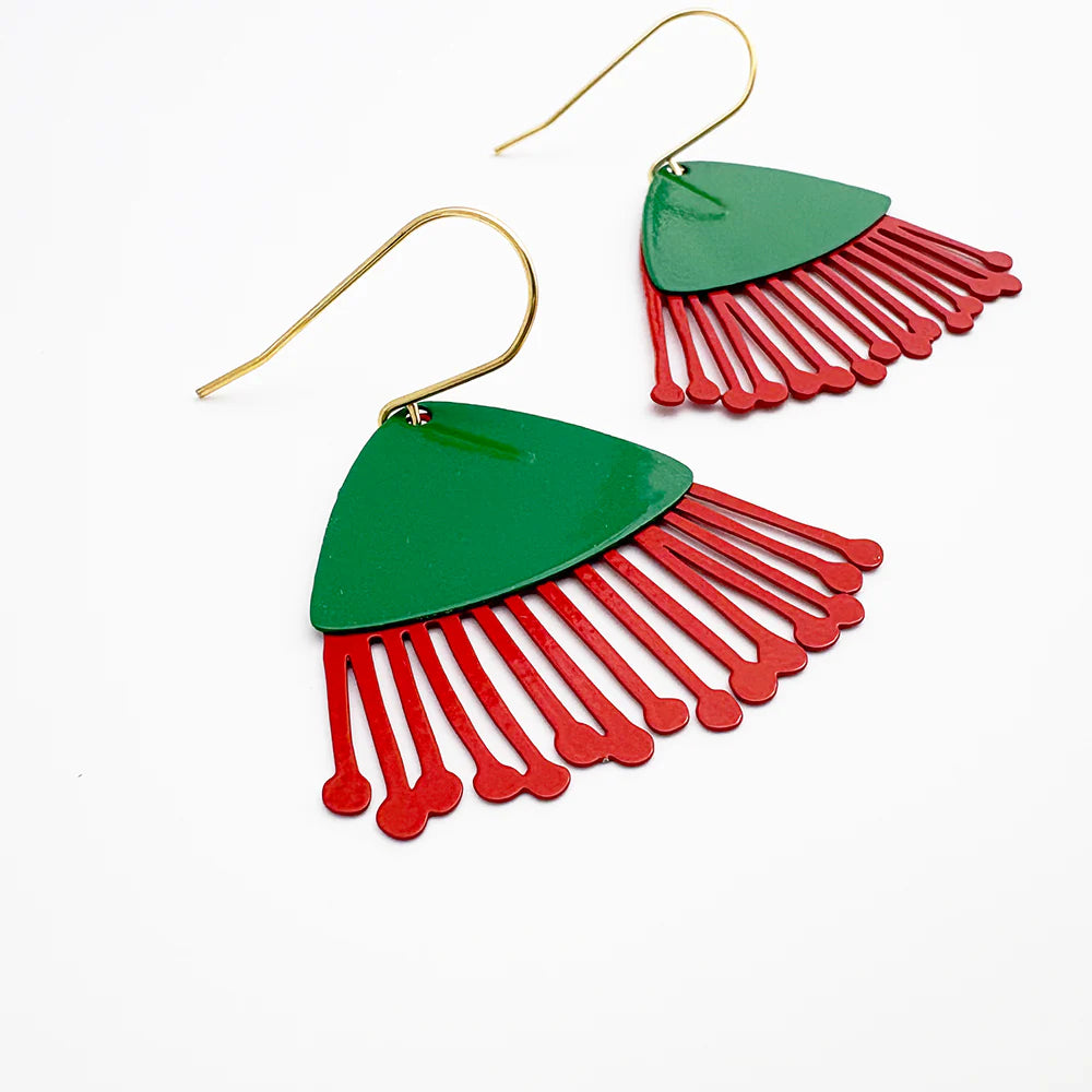 Denz Midi Gum Blossom Earrings - red/green