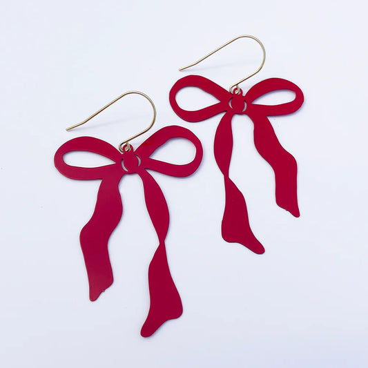 Denz Christmas Red Bow Earrings