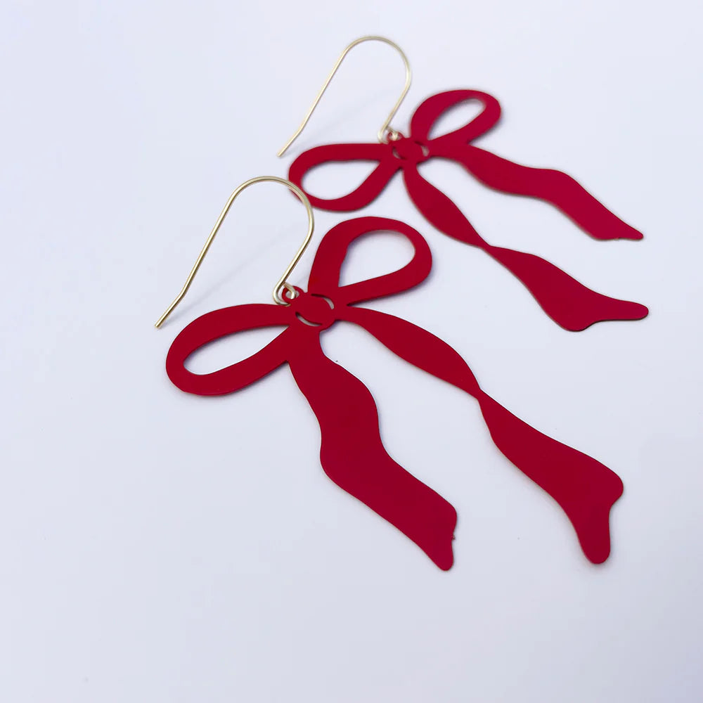 Denz Christmas Red Bow Earrings