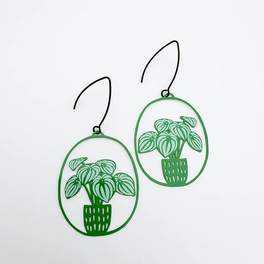 Denz Watermelon Peperomia Plant Midi Earrings