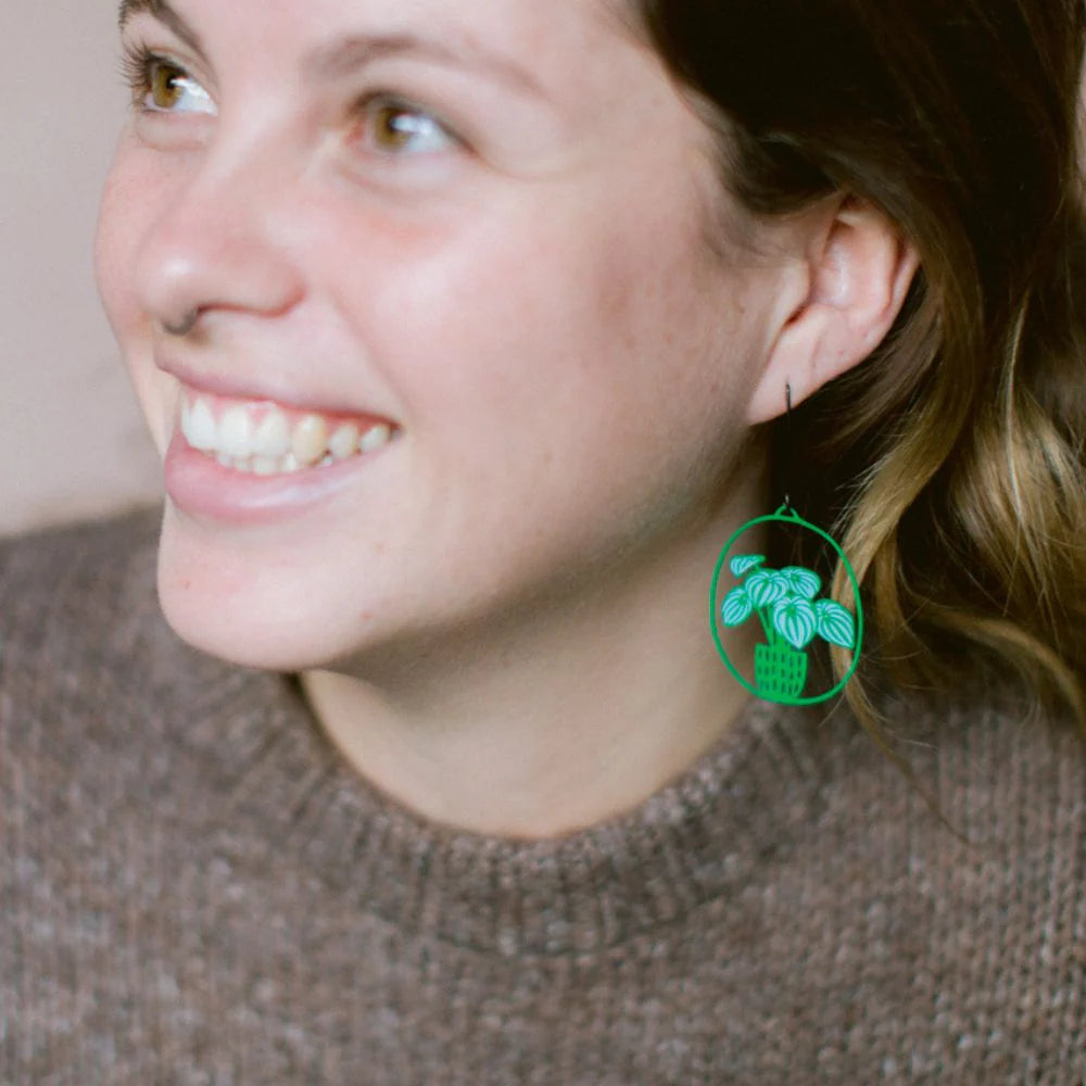 Denz Watermelon Peperomia Plant Midi Earrings