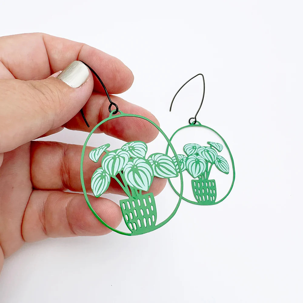 Denz Watermelon Peperomia Plant Midi Earrings