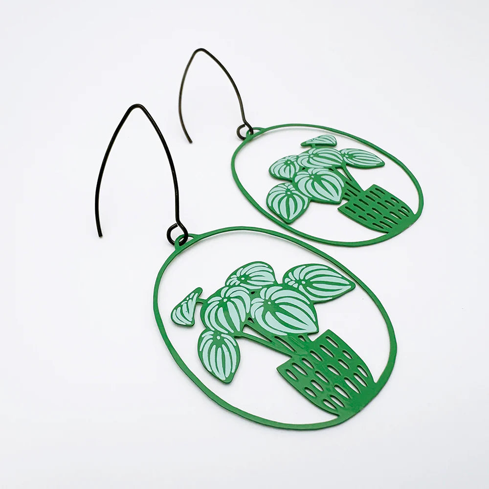 Denz Watermelon Peperomia Plant Midi Earrings