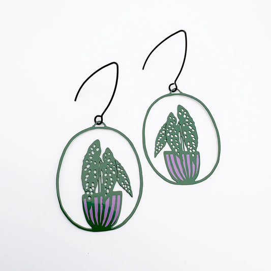 Denz Potted Begonia Plant Midi Earrings