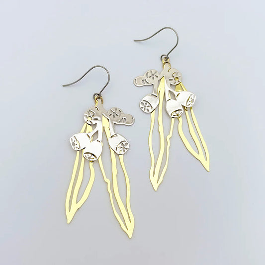 Denz Gumnut and Leaf Earrings