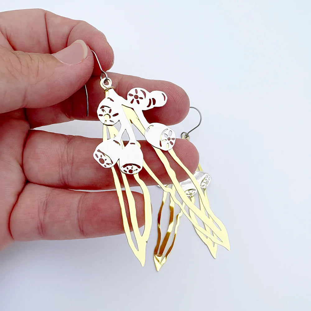 Denz Gumnut and Leaf Earrings