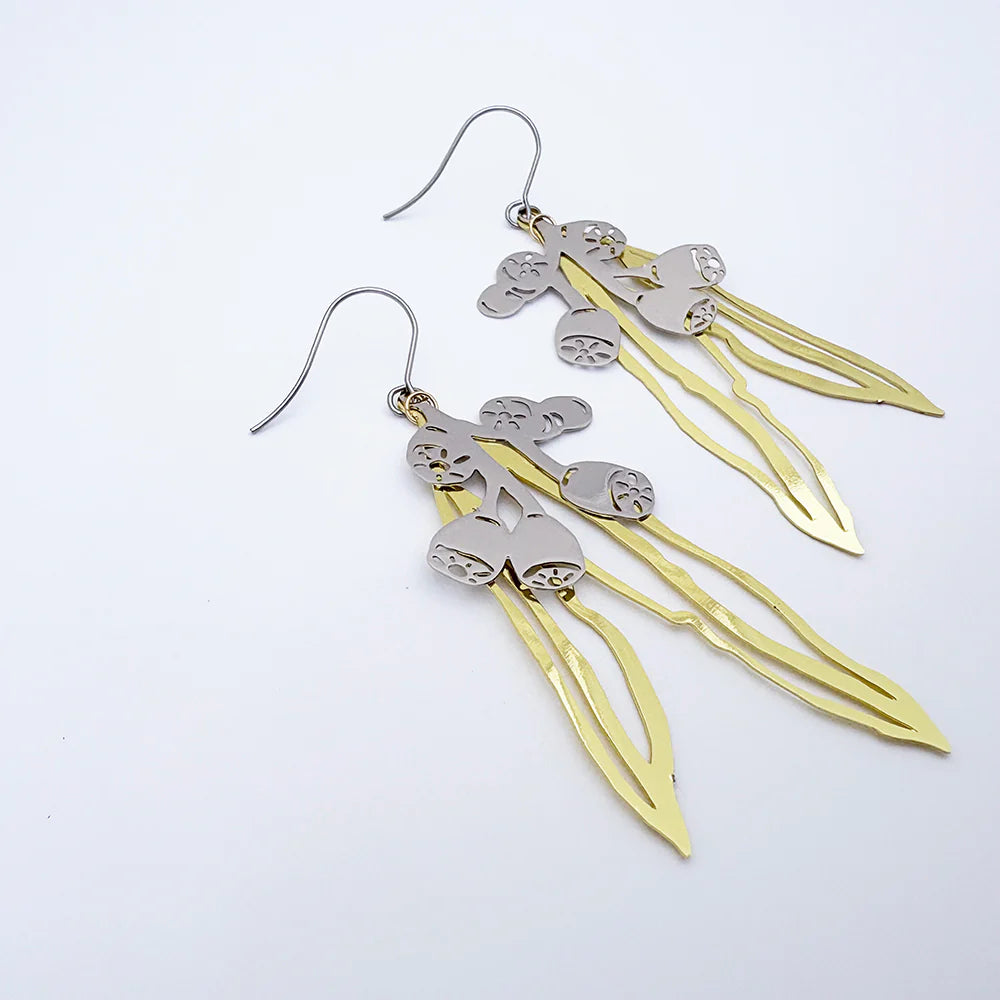 Denz Gumnut and Leaf Earrings
