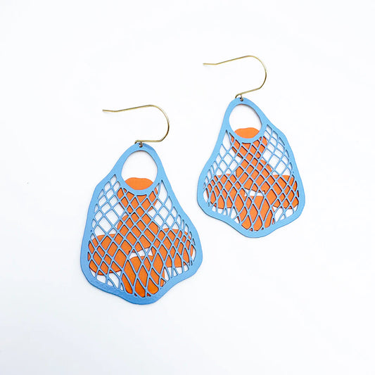 Denz String Bag with Oranges Earrings