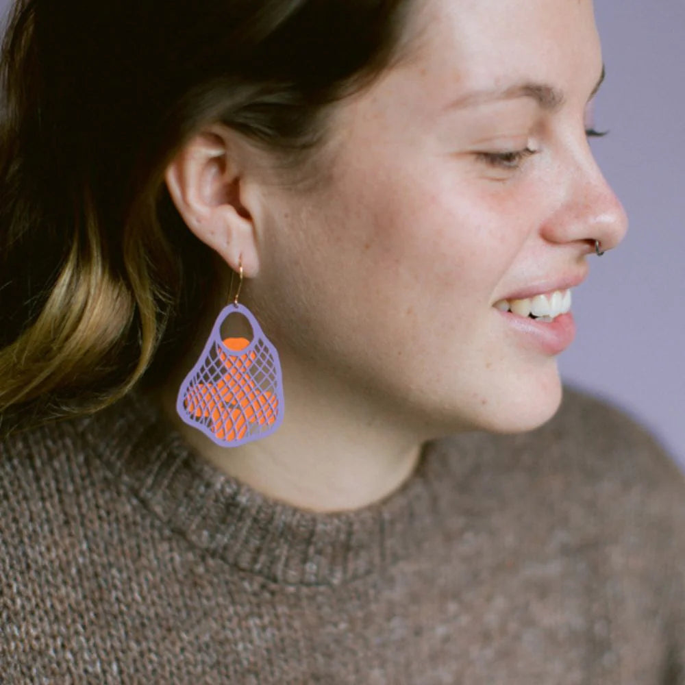Denz String Bag with Oranges Earrings