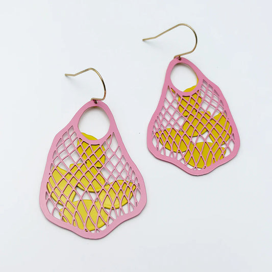 Denz String Bag with Lemons Earrings