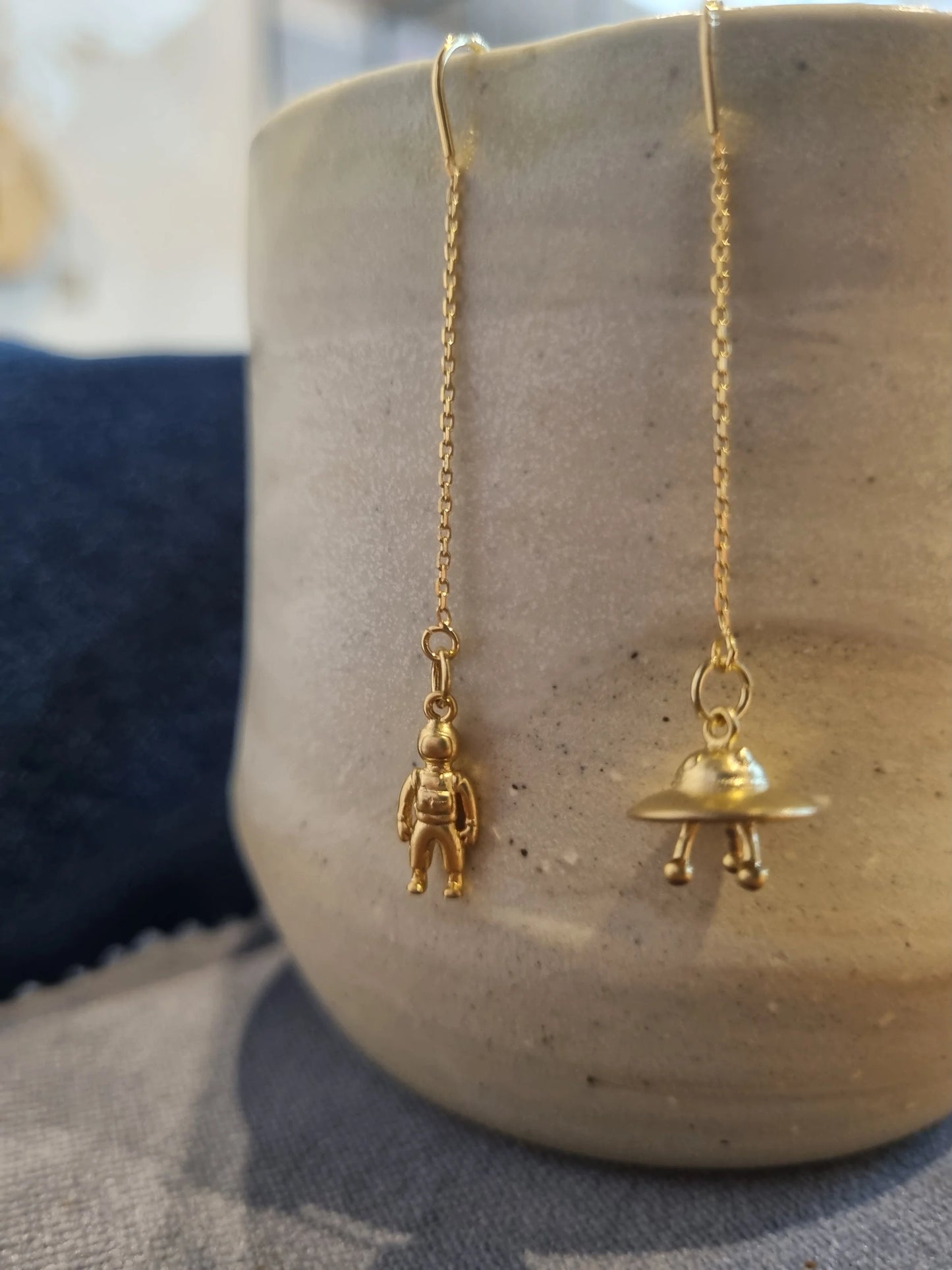 UFO and Spaceman Thread Earrings