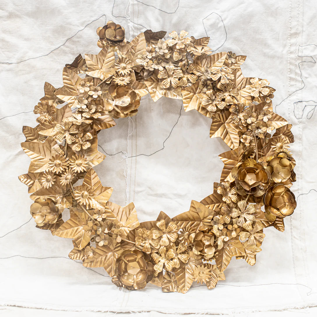 Gold Metal Floral Wreath
