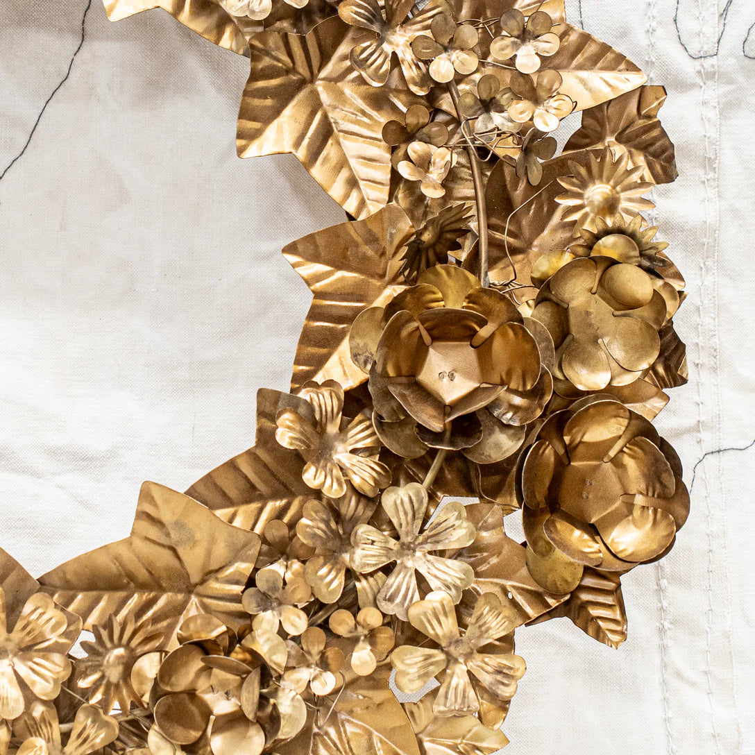 Gold Metal Floral Wreath