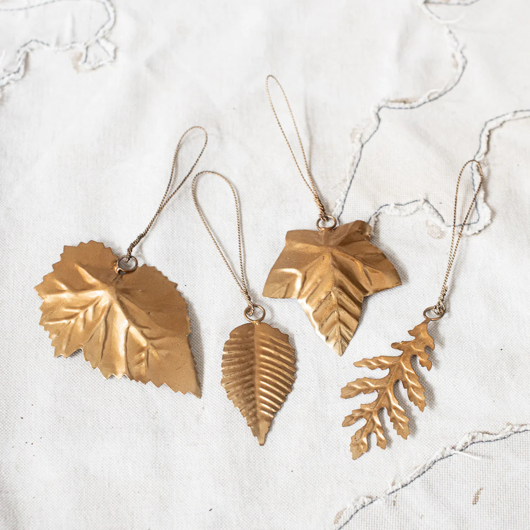Set of 4 Brass Leaf Decorations