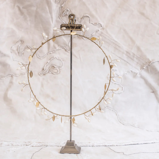 Wreath with Brass Leaves and White Branches