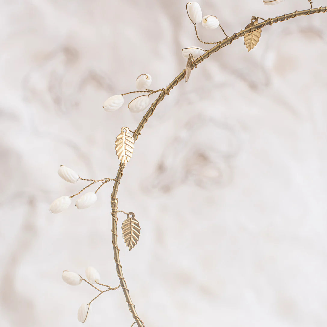 Wreath with Brass Leaves and White Branches