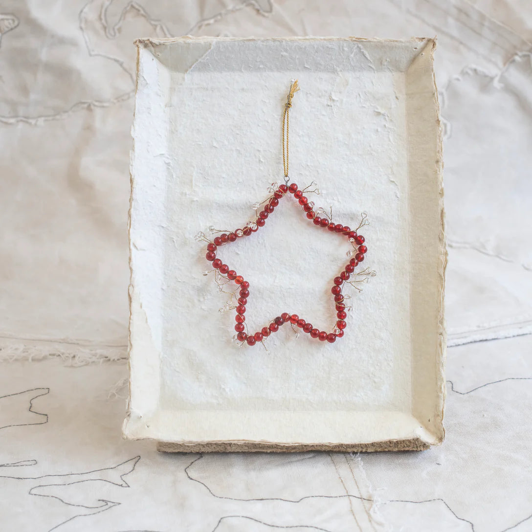 Red Hanging Beaded Star