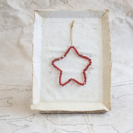 Red Hanging Beaded Star