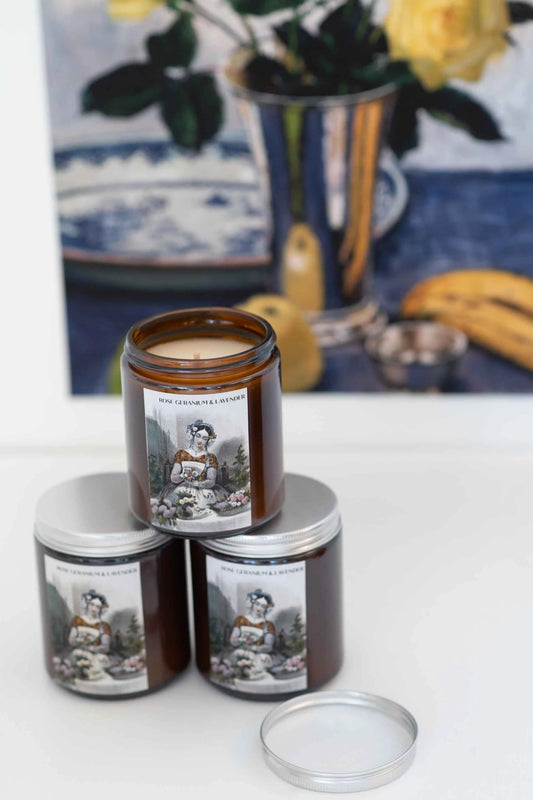 Lazybones Rose Geranium and Lavender Candle