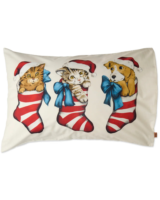 Kip and Co Festive Fur Babies Pillowcase (single)