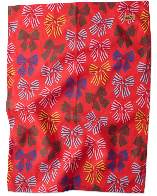Kip and Co Festive Bows Tea Towel