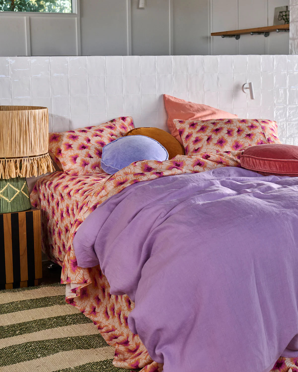 Kip and Co Linen Pillowcases - Hibiscus Peach