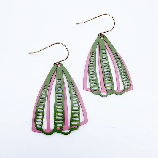 Denz earrings - Boho Green Pink