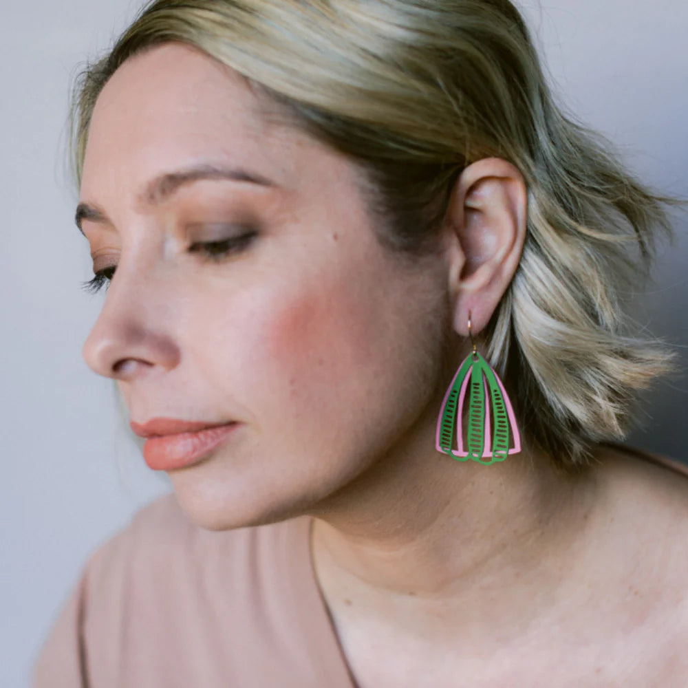 Denz earrings - Boho Green Pink