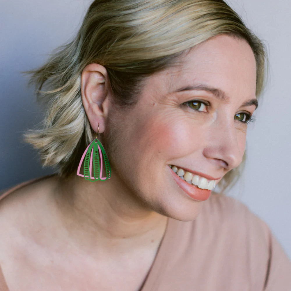 Denz earrings - Boho Green Pink