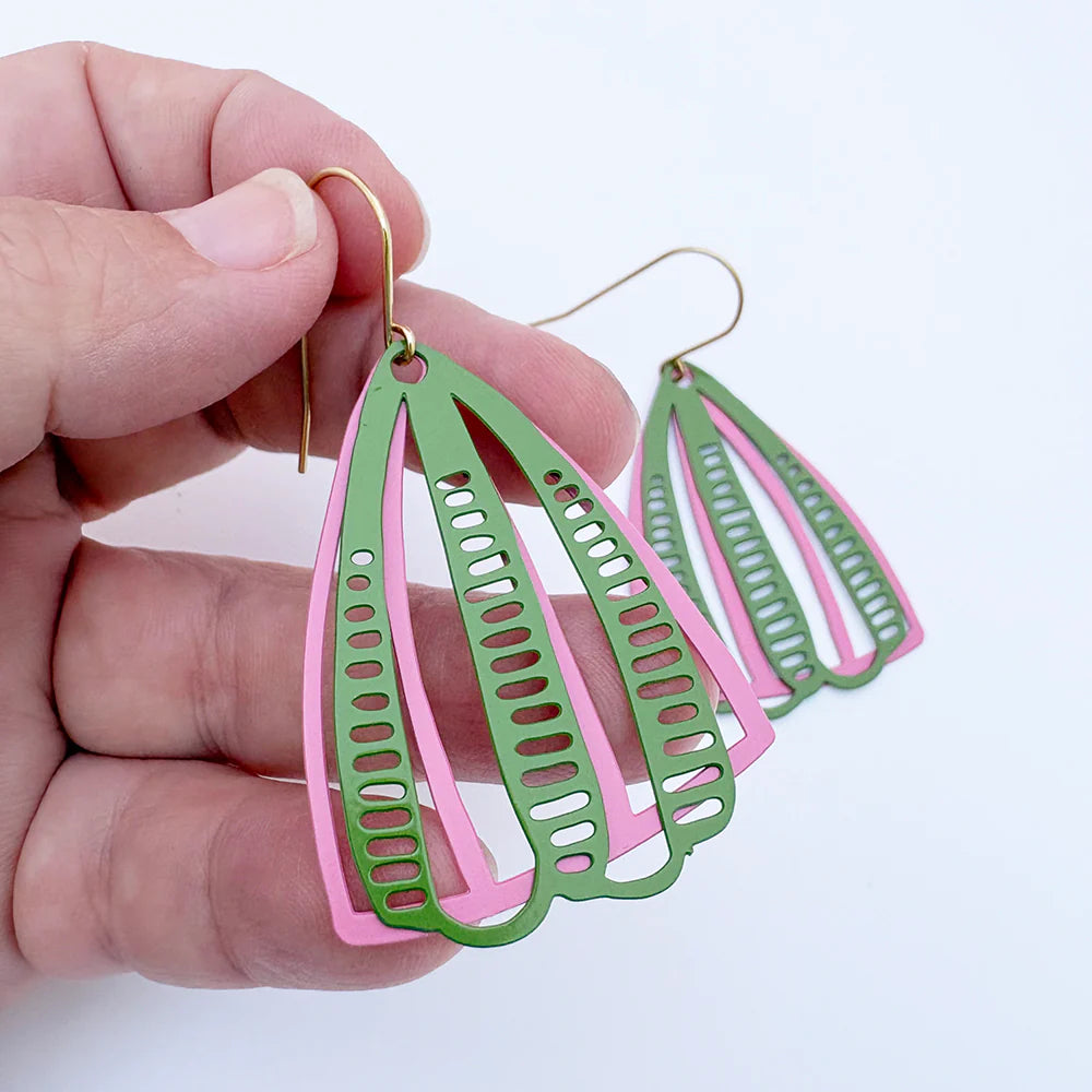 Denz earrings - Boho Green Pink
