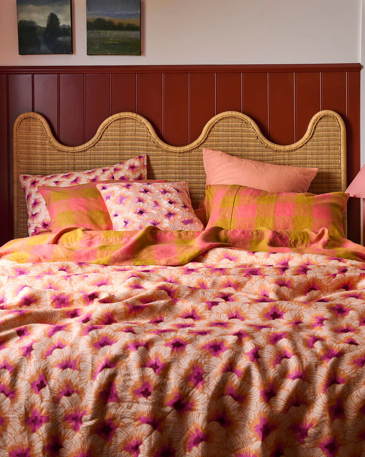 Kip and Co Peach Hibiscus Linen Quilt Cover