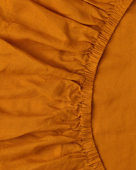 Kip and Co Linen Fitted Sheet Marmalade