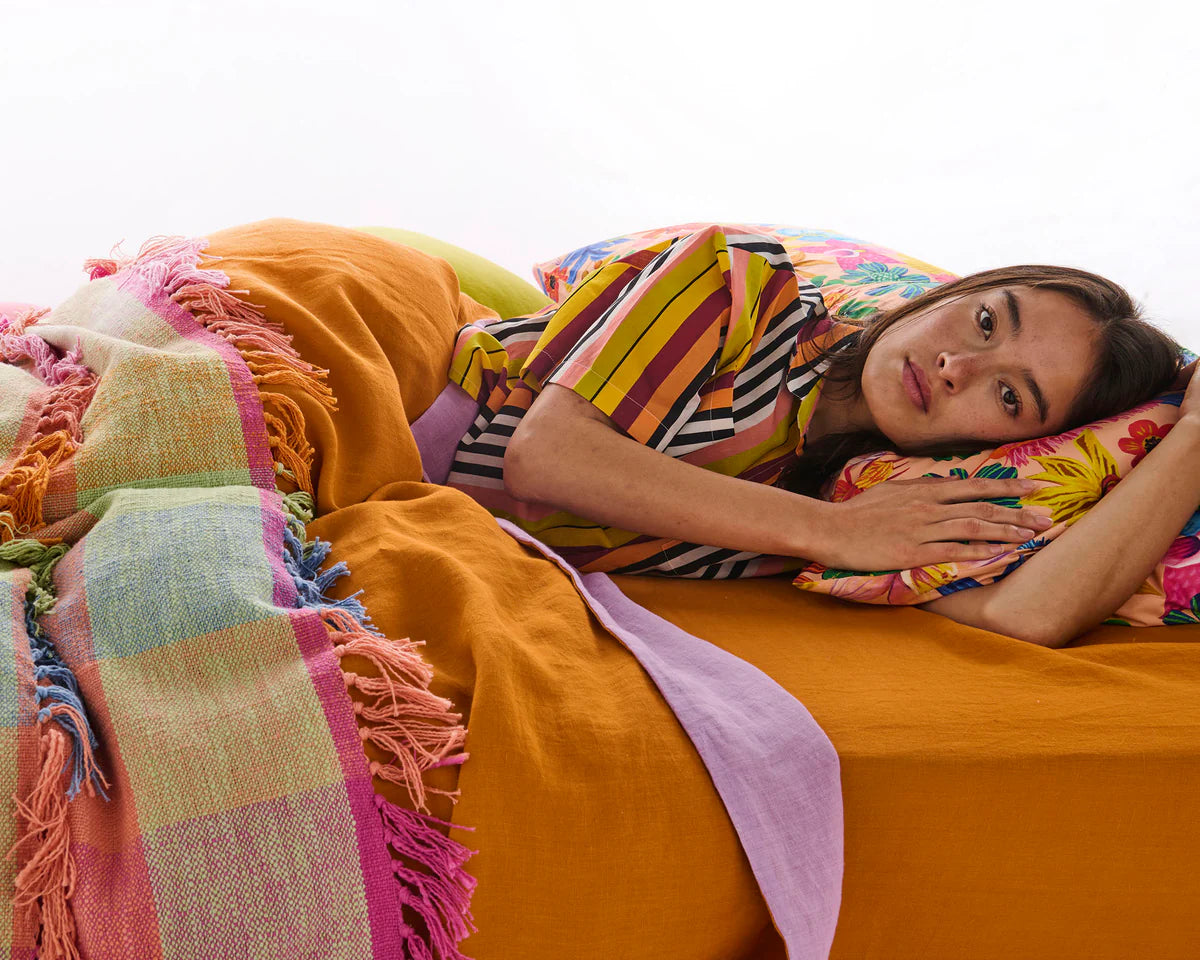 Kip and Co Linen Fitted Sheet Marmalade