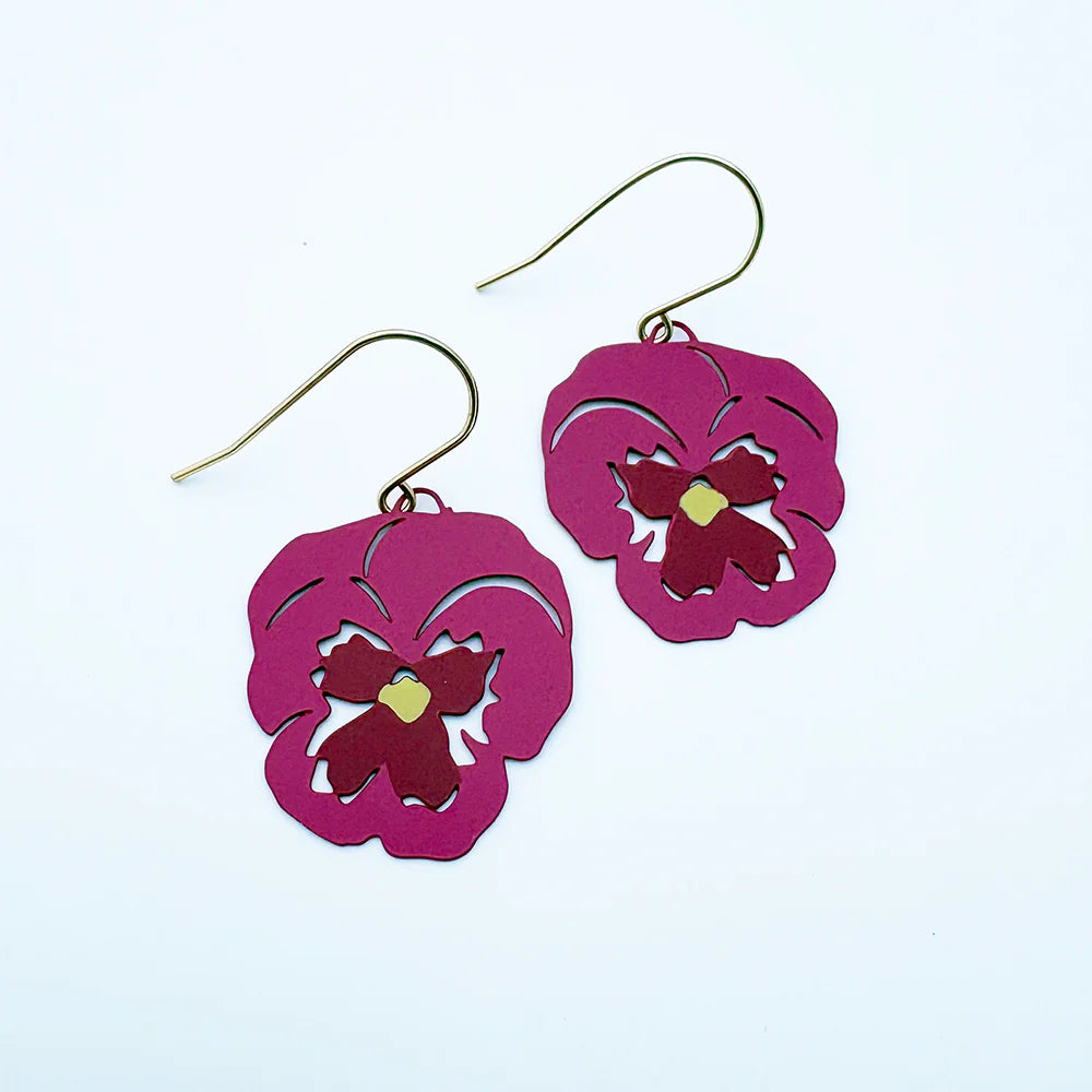 Denz earrings - Pansy Pink/Cherry