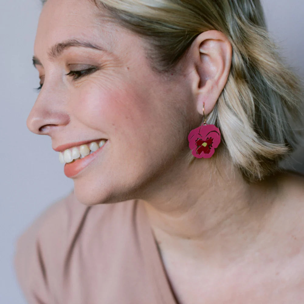 Denz earrings - Pansy Pink/Cherry