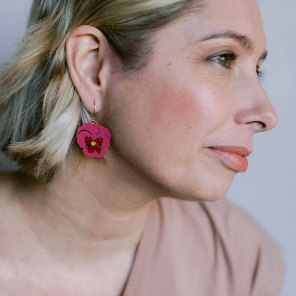 Denz earrings - Pansy Pink/Cherry