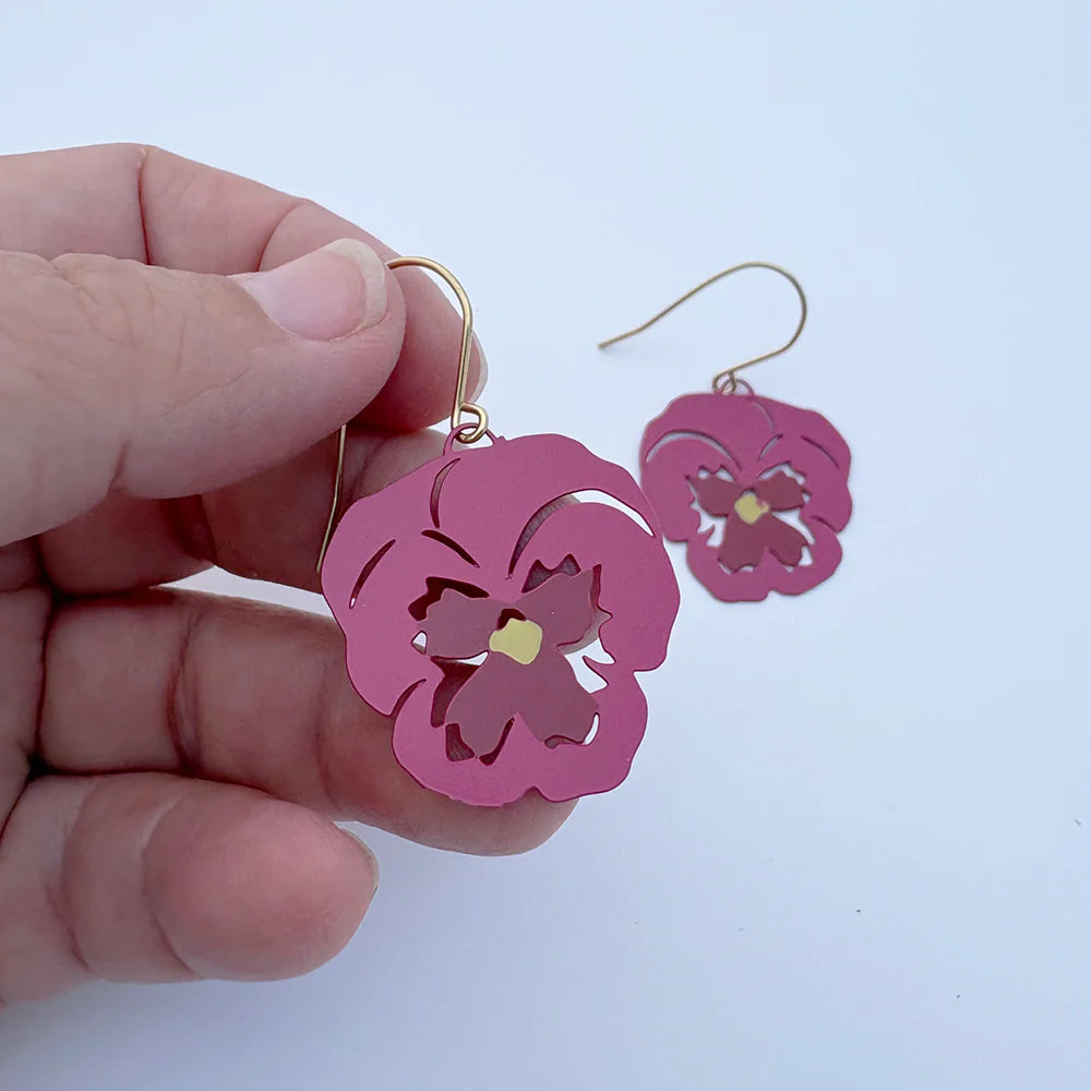 Denz earrings - Pansy Pink/Cherry