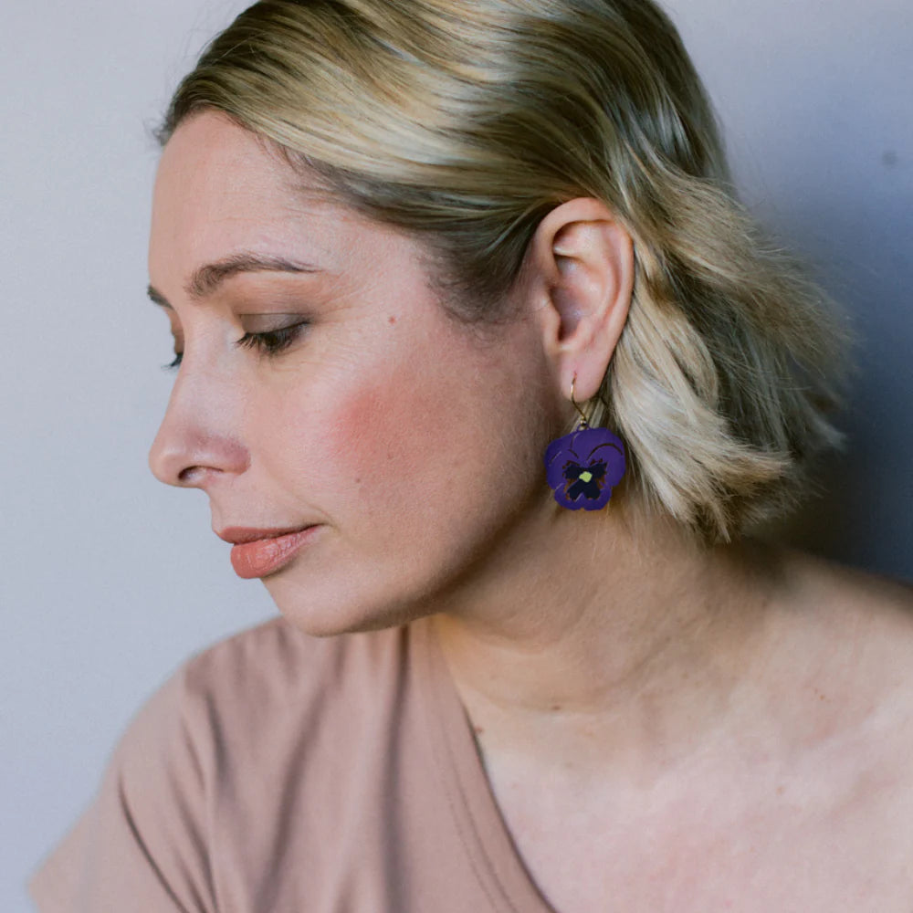 Denz earrings - Pansy Violet/Purple