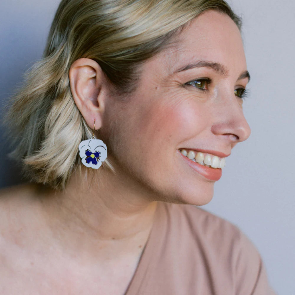 Denz earrings - Pansy White/Violet