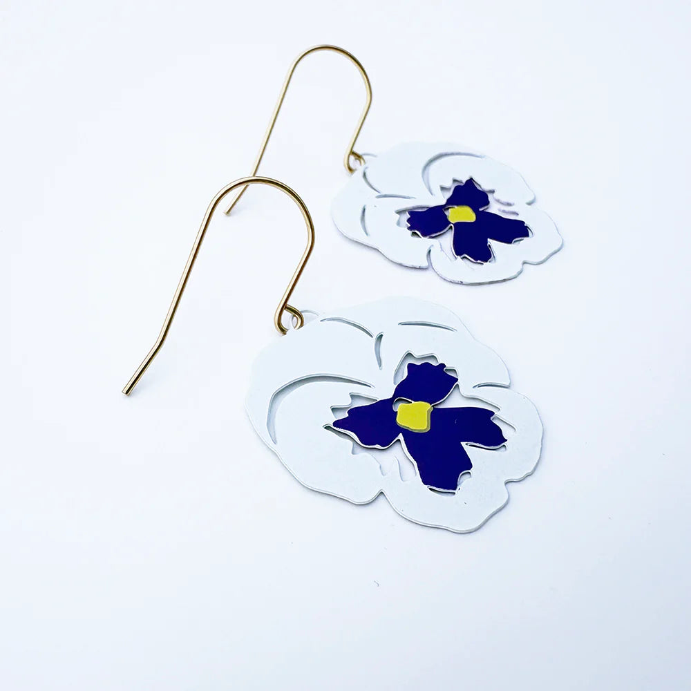 Denz earrings - Pansy White/Violet