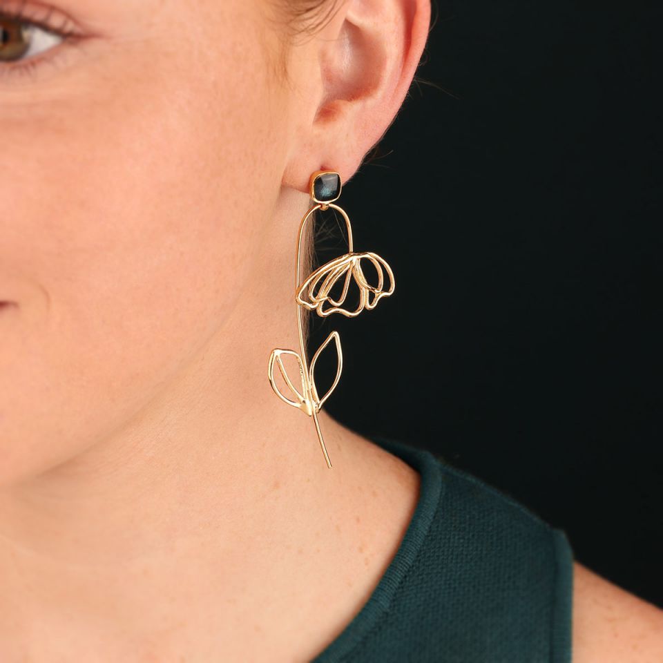Taratata Jewellery - Long Flower  Stud Earrings