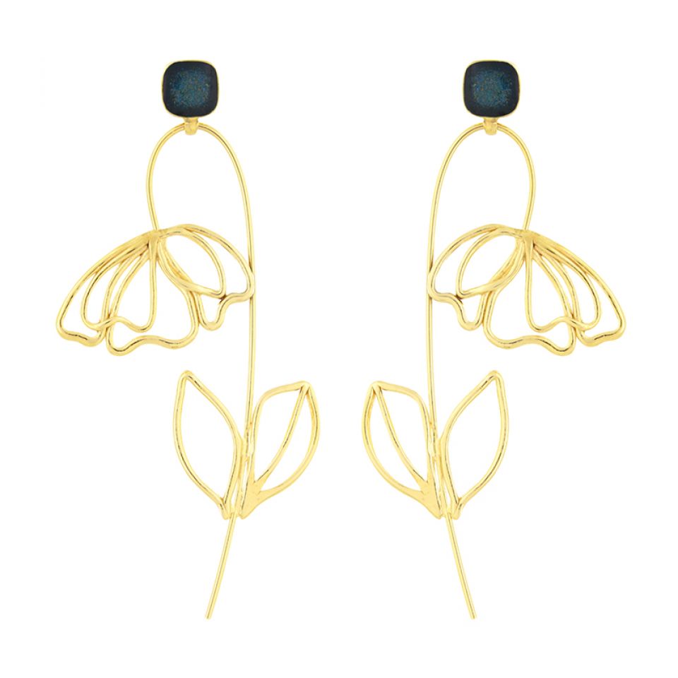 Taratata Jewellery - Long Flower  Stud Earrings