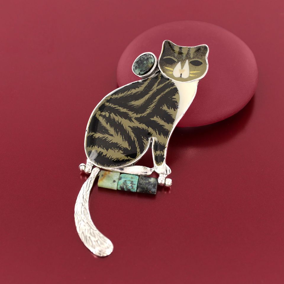 Taratata Jewellery - Tabby Cat Brooch