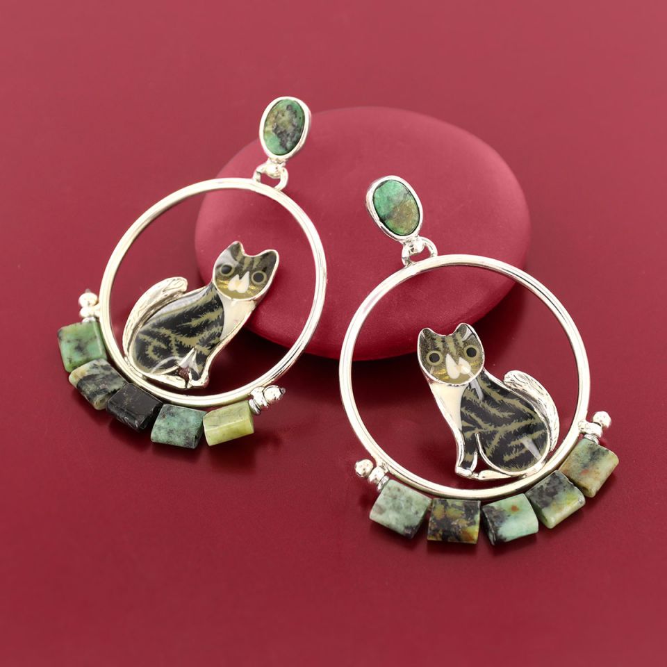 Taratata Jewellery - Tabby Cat Stud Earrings