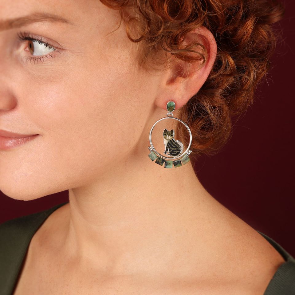 Taratata Jewellery - Tabby Cat Stud Earrings