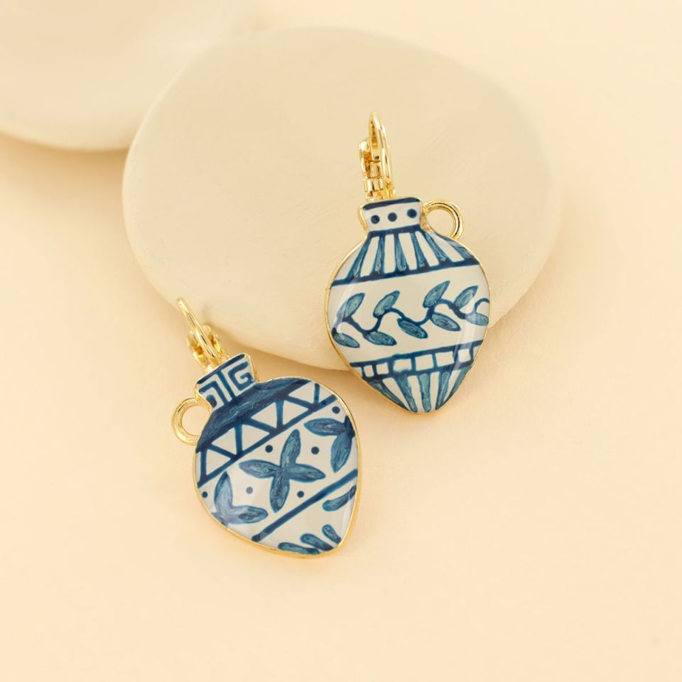 Taratata Jewellery - Blue Antique Vase Earrings