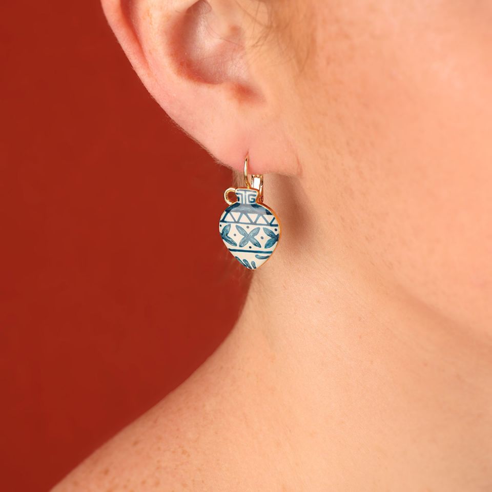 Taratata Jewellery - Blue Antique Vase Earrings