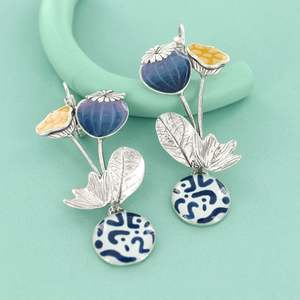 Taratata Jewellery - Long Poppy Flower Earrings